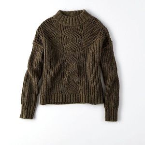 American Eagle Mock Neck Olive Green Sweater